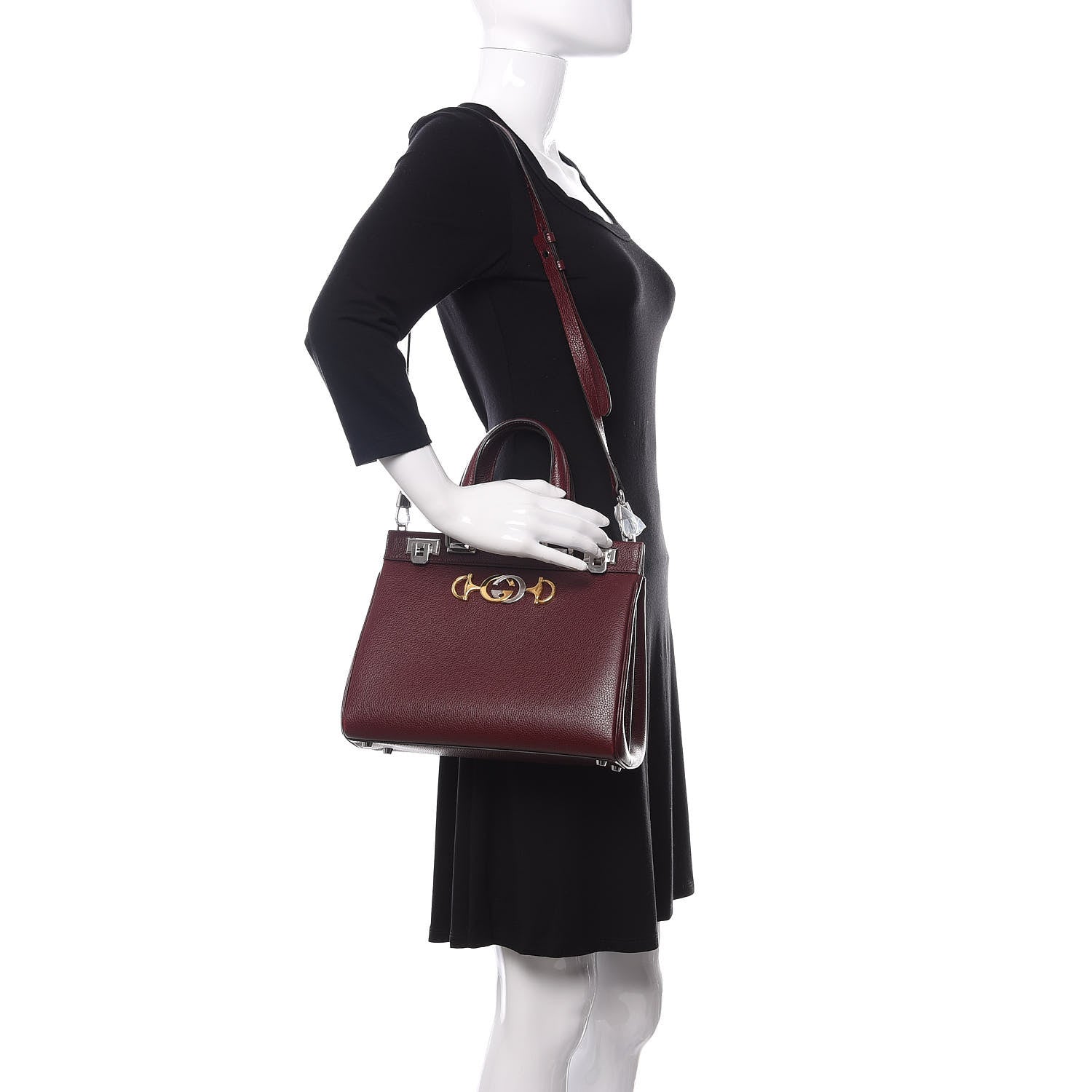 Gucci Grainy Calfskin Small Zumi Top Handle Bag Vintage Bordeaux 2 of 16