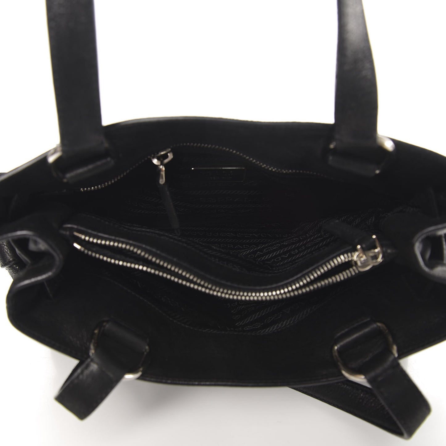 Tessuto Nylon Calfskin Shoulder Bag Black