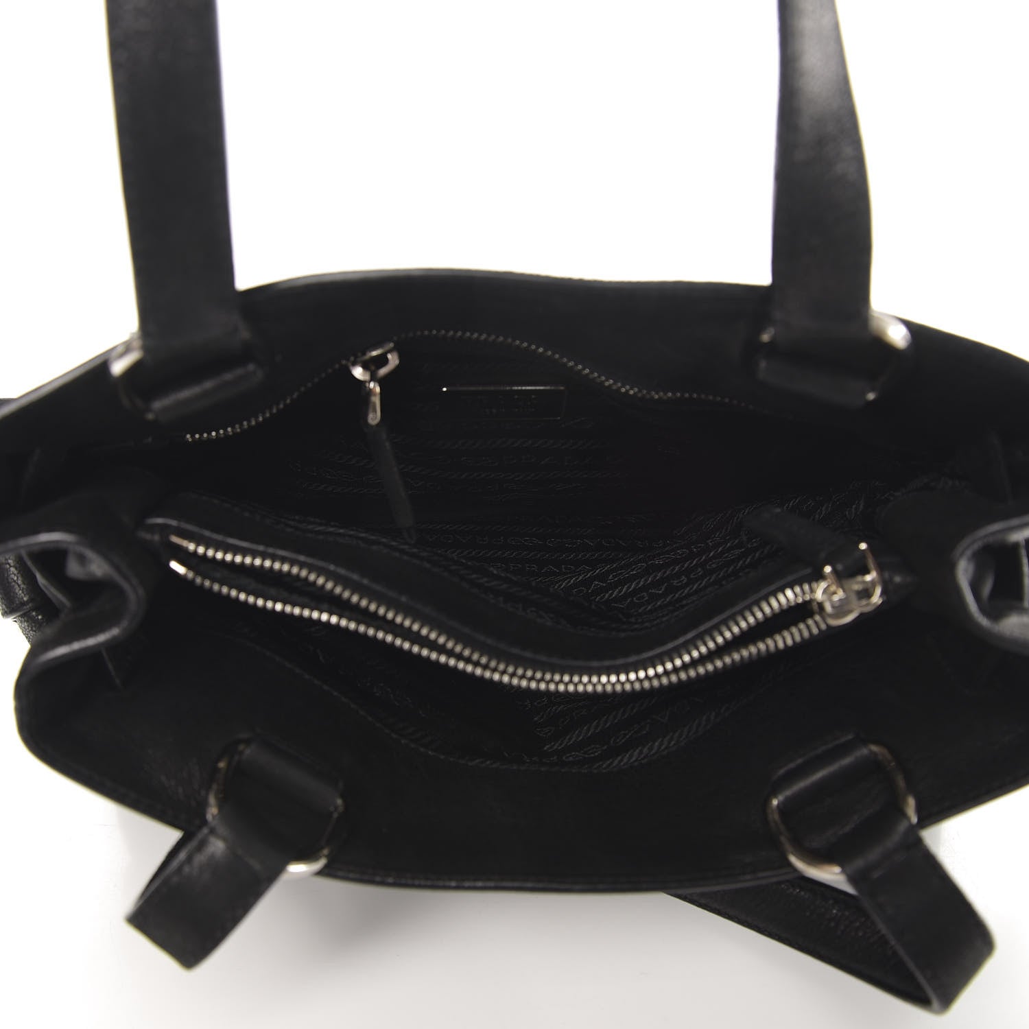 Prada Tessuto Nylon Calfskin Shoulder Bag Black 5 of 9