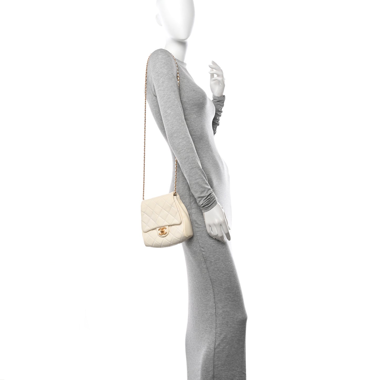 Lambskin Quilted Side-Packs Flap White