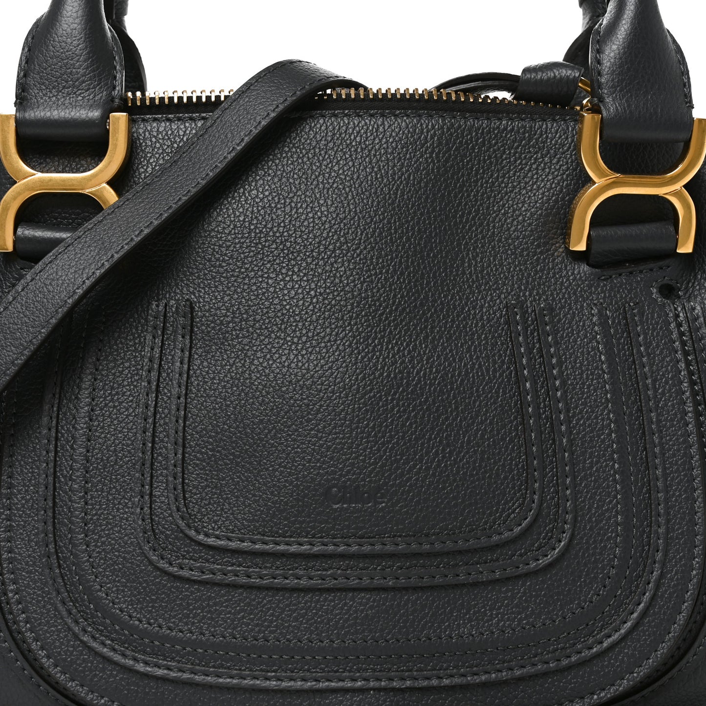 Calfskin Small Marcie Satchel Navy Ink