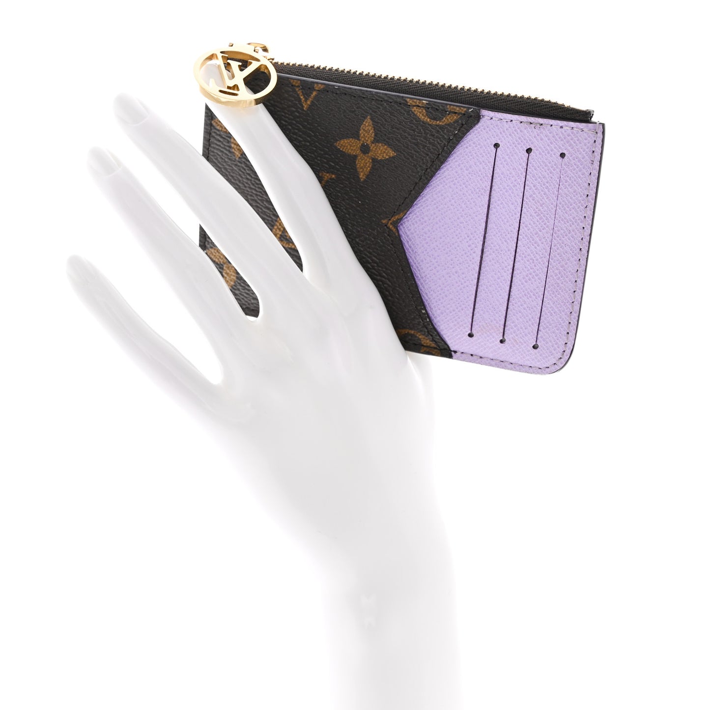 Monogram Zipped Romy Card Holder Bubble Tea