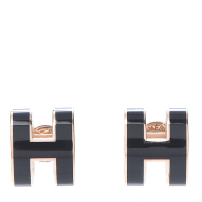Hermes Rose Gold Lacquered Pop H Earrings Black 1 of 6