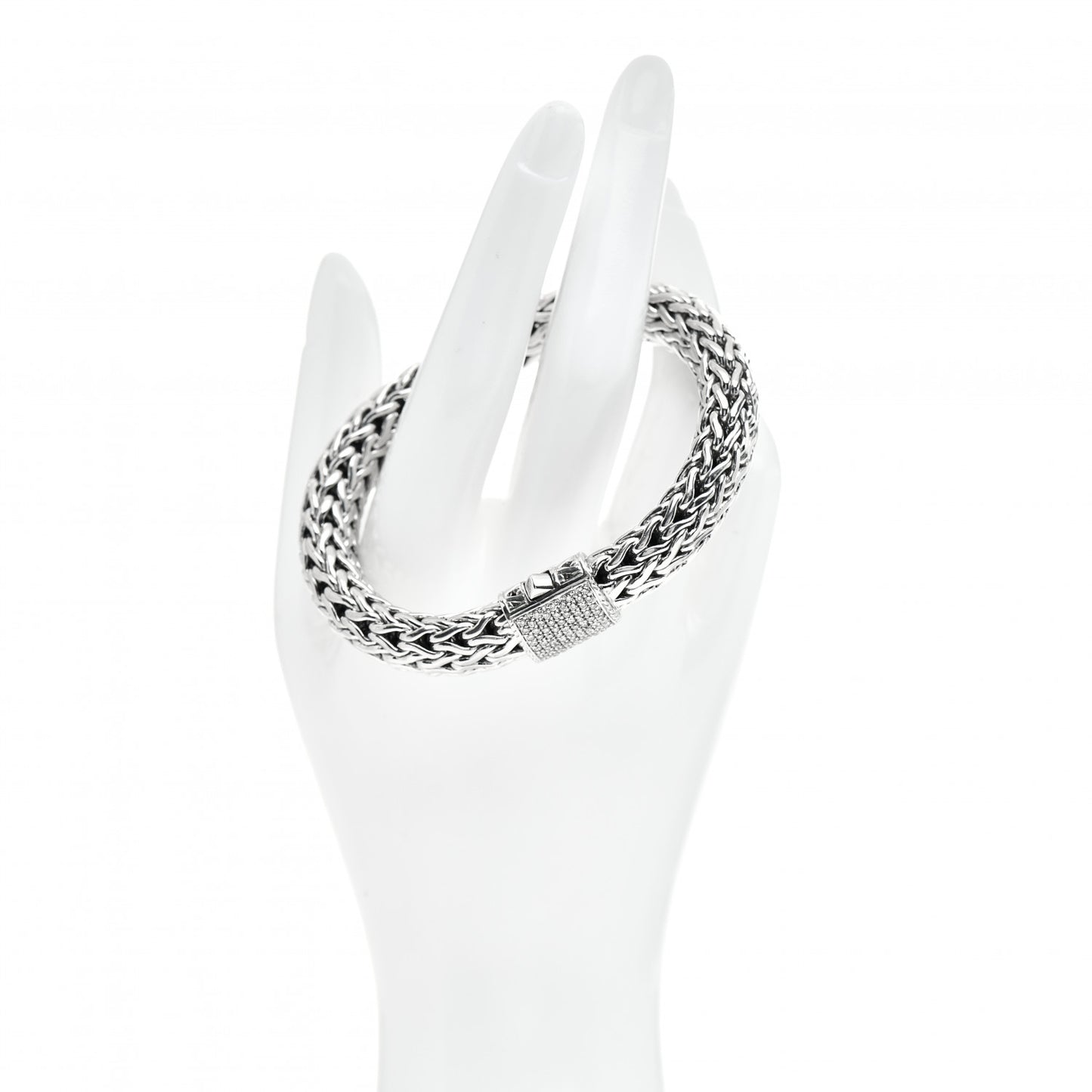 Sterling Silver Diamond 10.5mm Classic Chain Bracelet