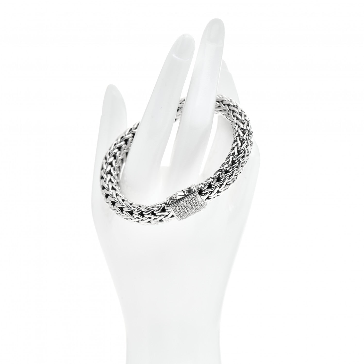 John Hardy Sterling Silver Diamond 10.5mm Classic Chain Bracelet 2 of 4
