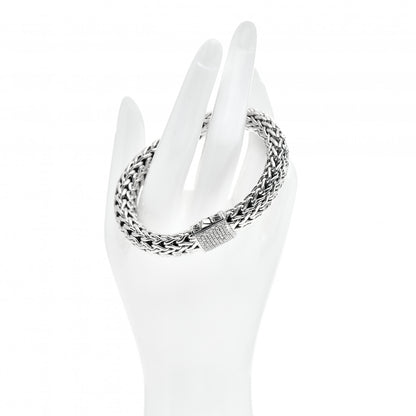 John Hardy Sterling Silver Diamond 10.5mm Classic Chain Bracelet 2 of 4