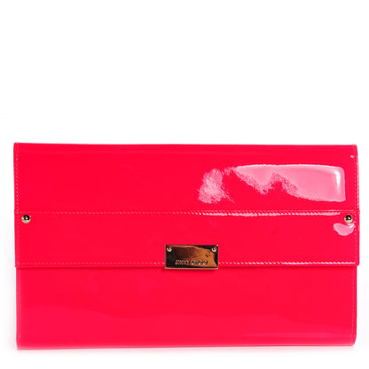 Jimmy Choo Patent Leather Reese Flap Clutch Neon Fuchsia 1 of 16