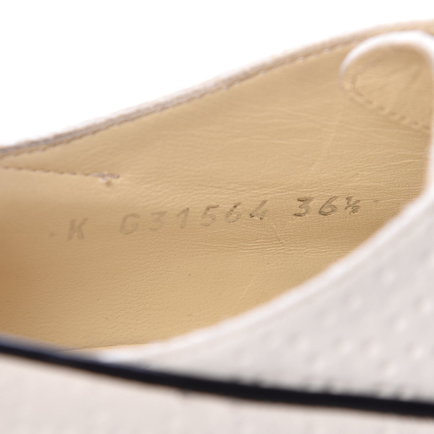 Calfskin Embossed Lace Up Oxfords 36.5 White Black