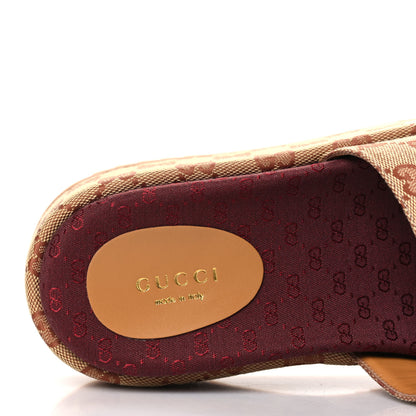 Gucci Canvas GG Monogram Angelina Platform Slide Sandals 37.5 Beige Ruggine 7 of 9