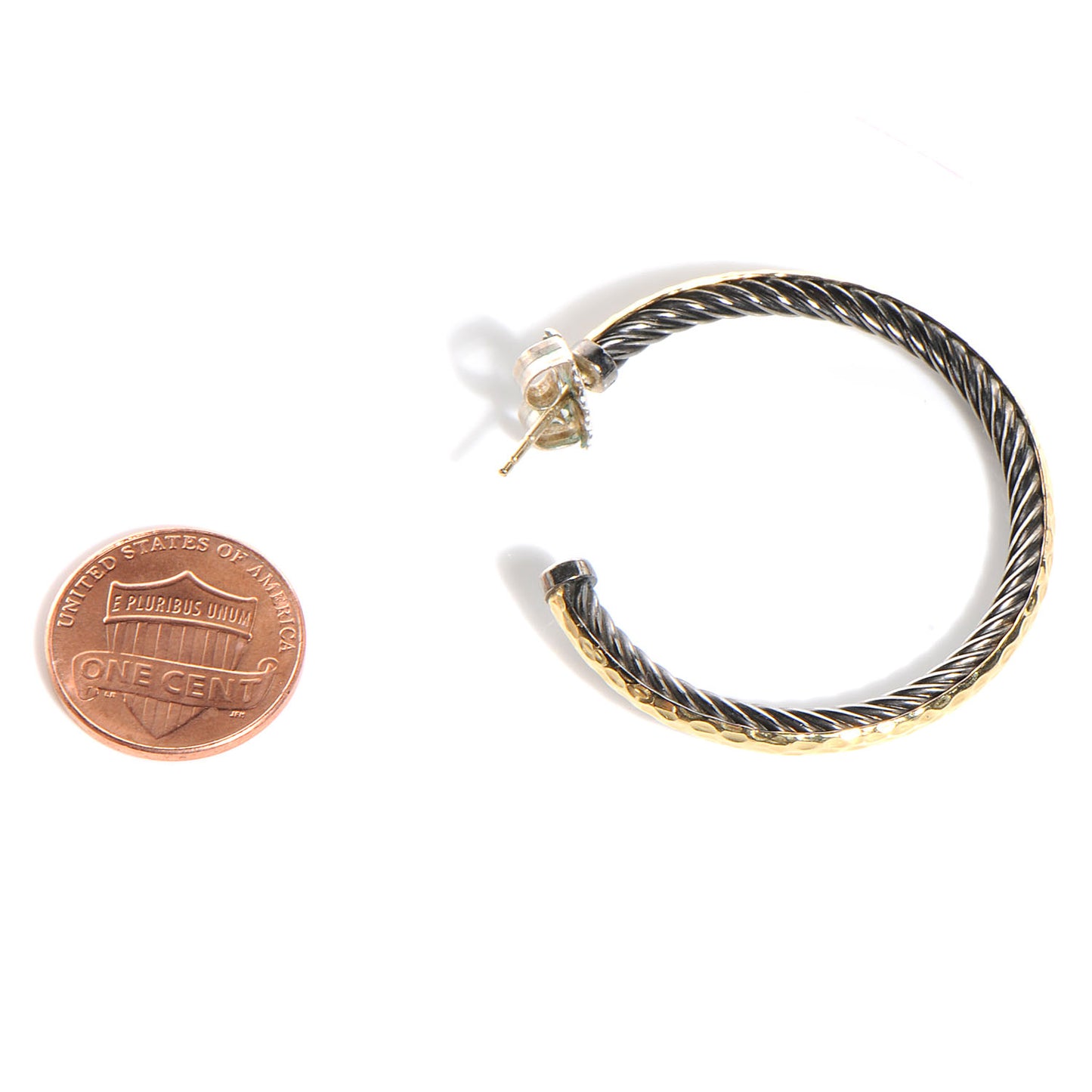 18k Gold and Sterling Silver Hoop Earrings