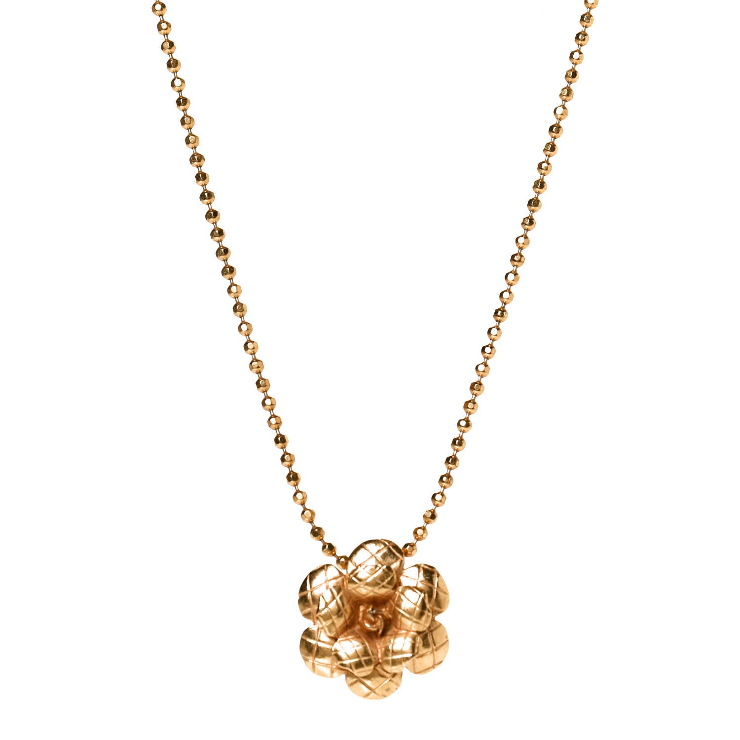 Chanel Quilted Camellia Necklace Gold 1 of 4