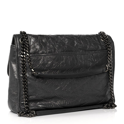 Saint Laurent Crinkled Calfskin Matelasse Monogram Medium Niki Chain Satchel Fog 2 of 13