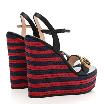 Gucci Lifford Calfskin Aitana Espadrille Platform 45/130mm Wedge Sandals 35 Black 4 of 11