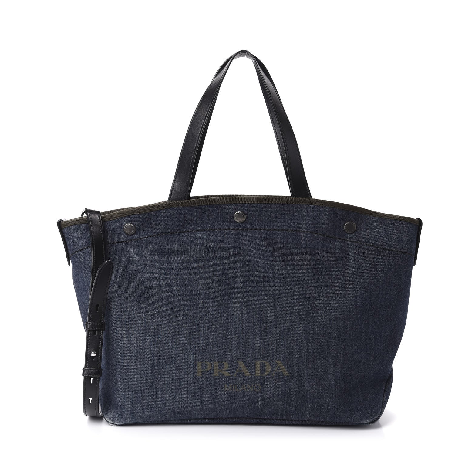 Prada Denim City Calfskin Logo Shopping Tote Blue 2 of 9
