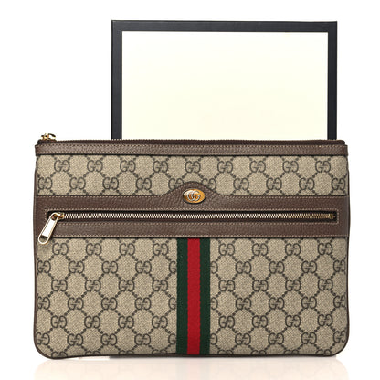 Gucci GG Supreme Monogram Large Ophidia Pouch Clutch Brown 10 of 10