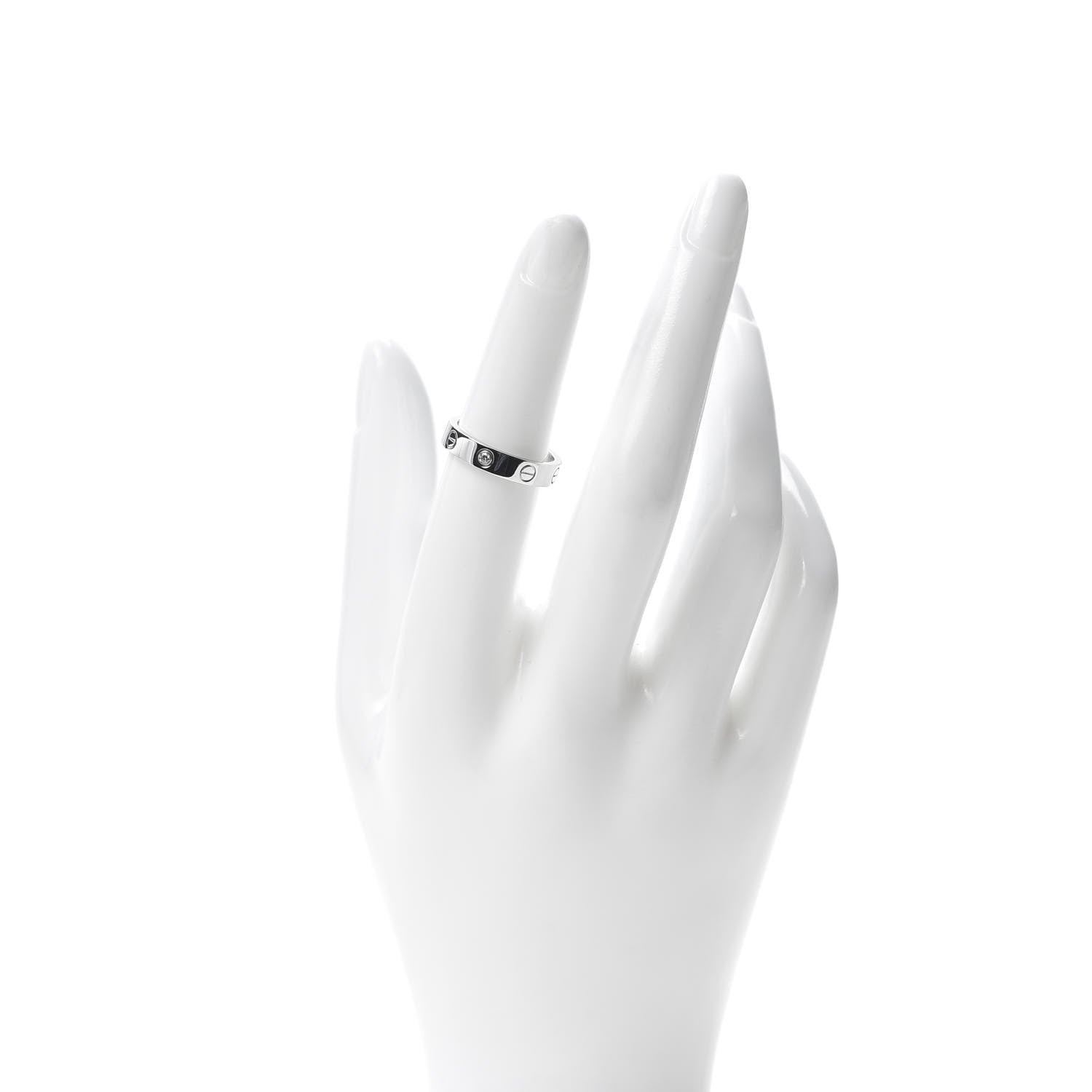 Cartier 18K White Gold Diamond 4mm LOVE Wedding Band Ring 51 5.75 2 of 5