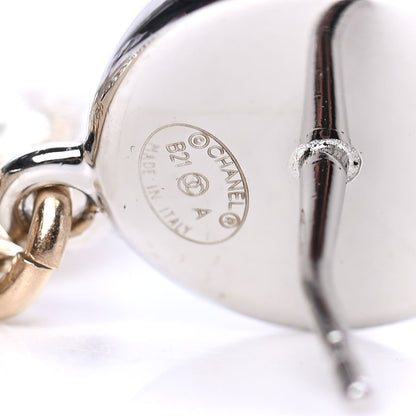 Chanel Crystal Pearl CC Drop Earrings Gold Silver 4 of 4