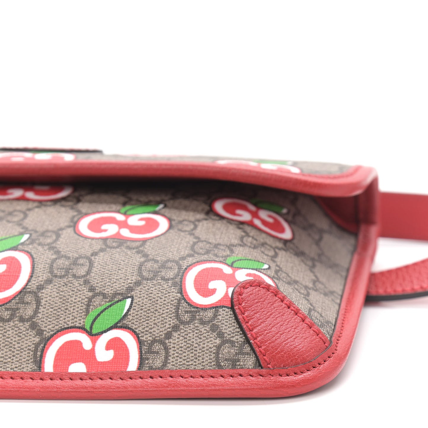 GG Supreme Monogram Apple Interlocking G Belt Bag Beige Multicolor Lobster Red