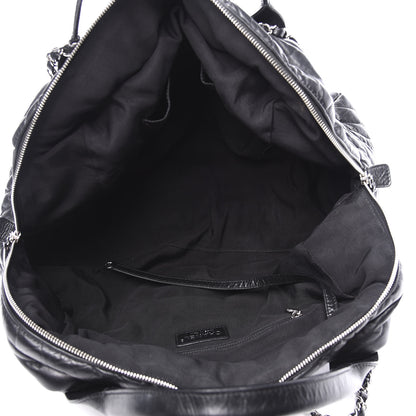 Chanel Aged Calfskin Chevron Large Soft Bowling Bag Black 4 of 11