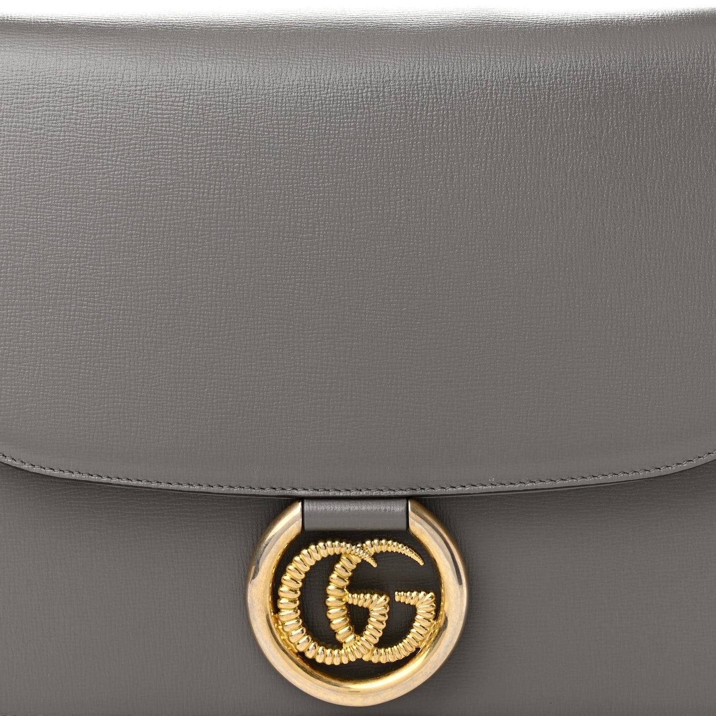 Textured Calfskin Silk Scarf Medium Torchon GG Ring Shoulder Bag Grey