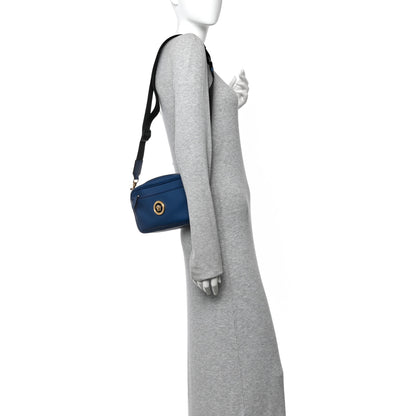 Versace Grained Calfskin Medusa Crossbody Blue 2 of 13