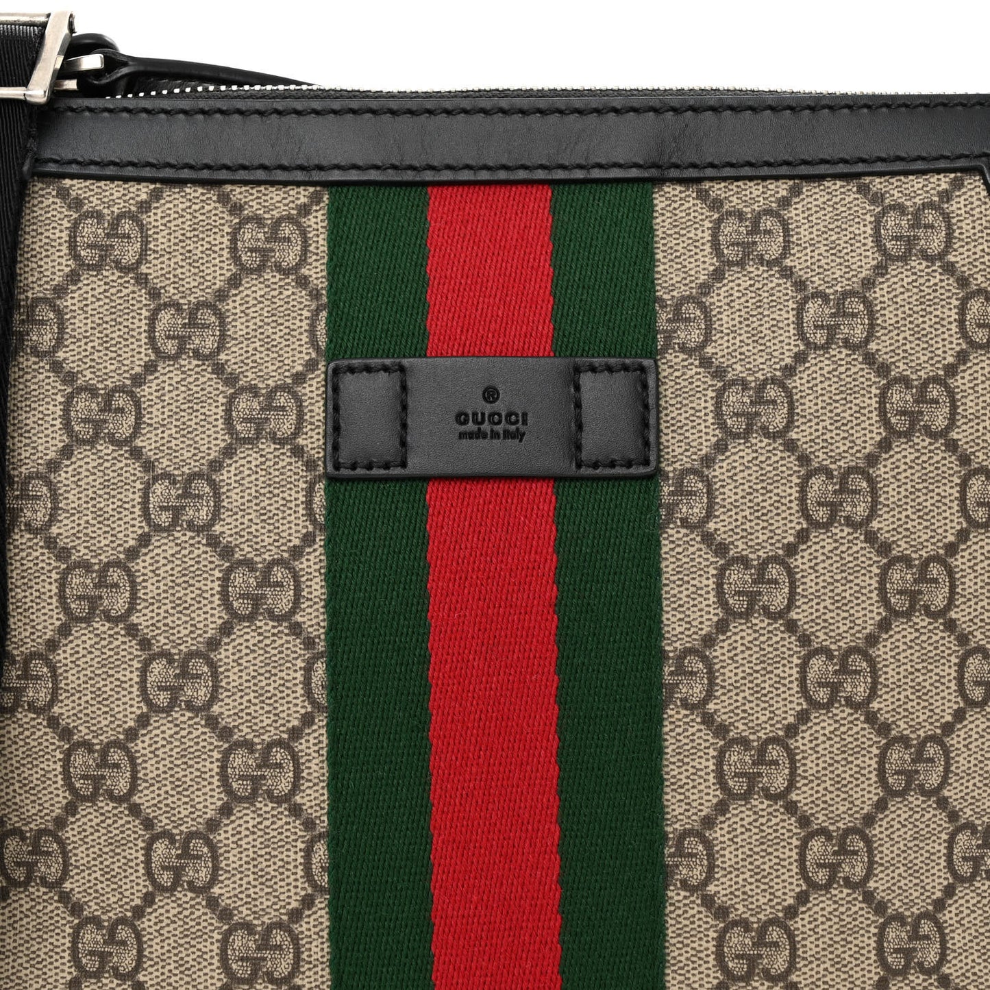 GG Supreme Monogram Web Messenger Bag Black