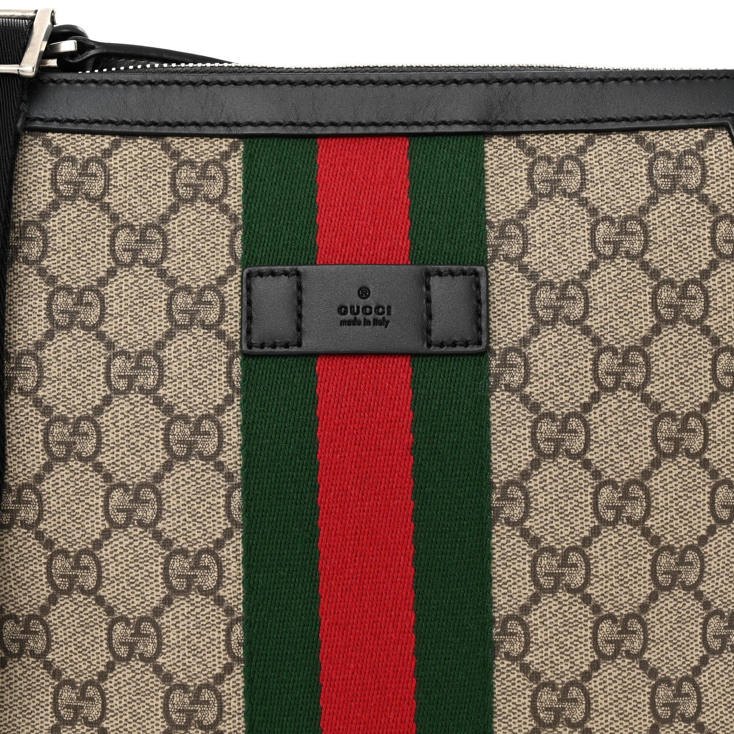 Gucci GG Supreme Monogram Web Messenger Bag Black 8 of 12