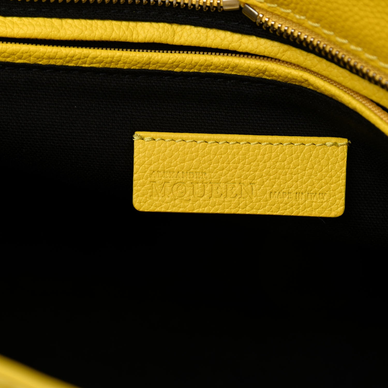 Alexander McQueen Pebbled Calfskin Large Skull Padlock Zip Around Tote Yellow 7 of 13