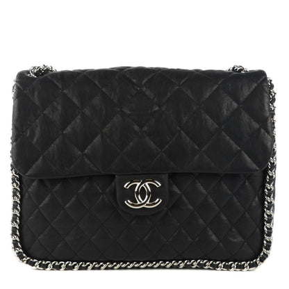 Chanel Washed Lambskin Quilted Maxi Chain Around Flap Black 1 of 7