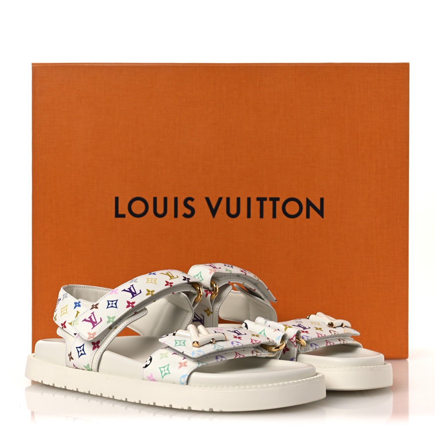 Louis Vuitton LV X TM Monogram Multicolor Sunset Flat Sandals 37 Louis Vuitton LV X TM Monogram Multicolor Sunset Flat Sandals 37