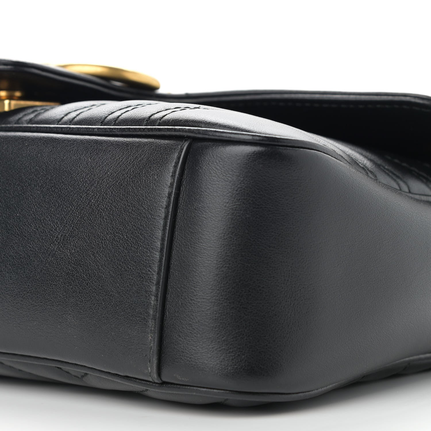 Gucci Calfskin Matelasse Small GG Marmont Shoulder Bag Black 10 of 11