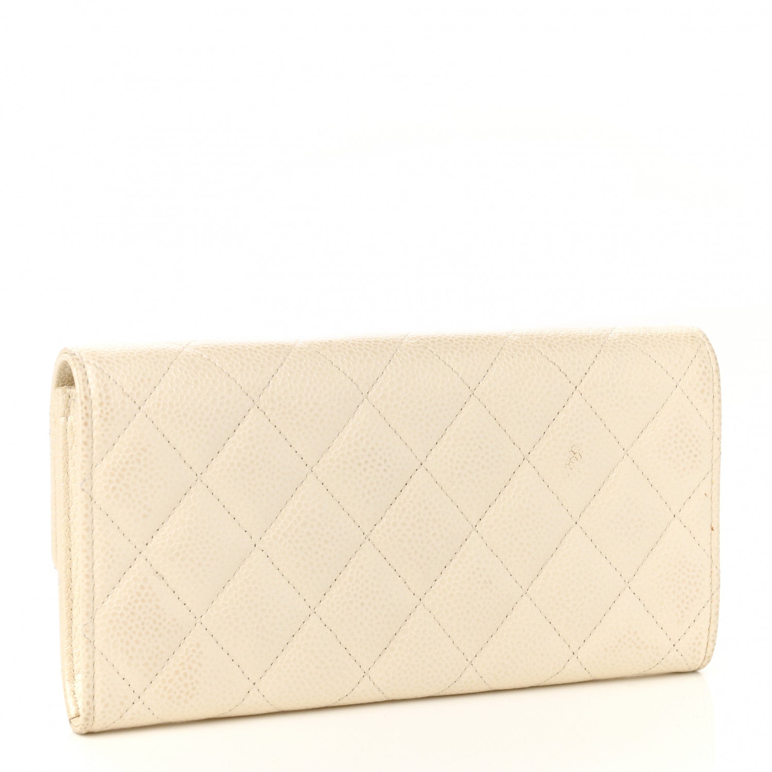 Chanel Pearly Caviar Quilted Large Gusset Flap Wallet Ivory 3 of 12