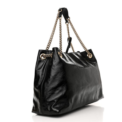 Gucci Patent Medium Soho Chain Shoulder Bag Black 3 of 12