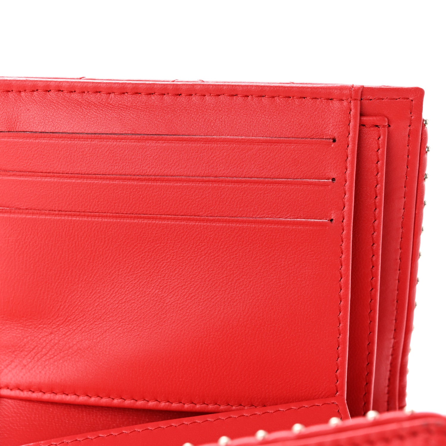 Chanel Lambskin Chevron Quilted Studded Compact Flap Wallet Red 11 of 14