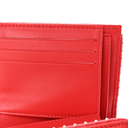 Chanel Lambskin Chevron Quilted Studded Compact Flap Wallet Red 11 of 14