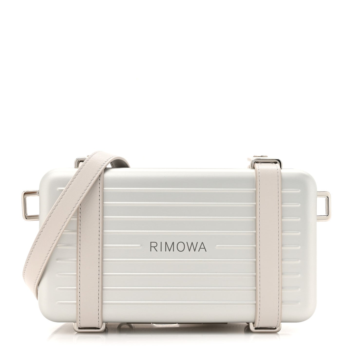 X RIMOWA Aluminum Personal Clutch On Strap Silver
