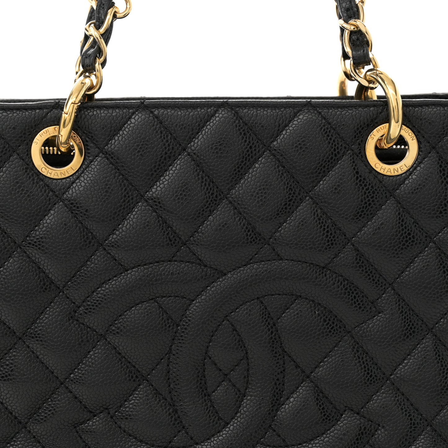 Caviar Quilted Grand Shopping Tote GST Black