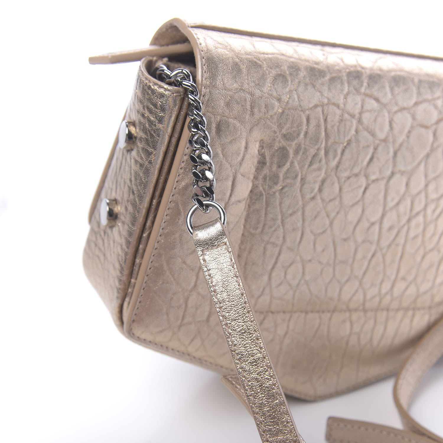 Jimmy Choo Metallic Grained Calfskin Arrow Crossbody Bag Light Gold 11 of 17