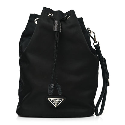 Prada Saffiano Tessuto Nylon Vela Bucket Wristlet Black 1 of 10