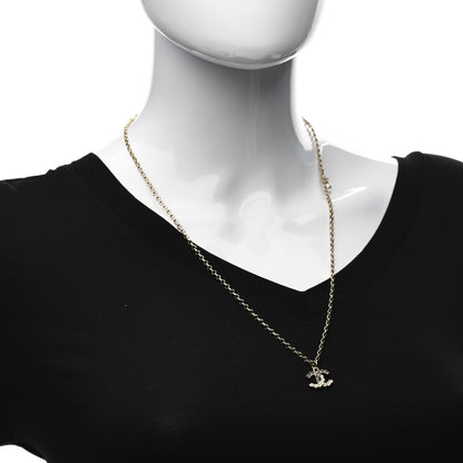 Chanel Pearl Crystal CC Pendant Necklace Gold 2 of 4