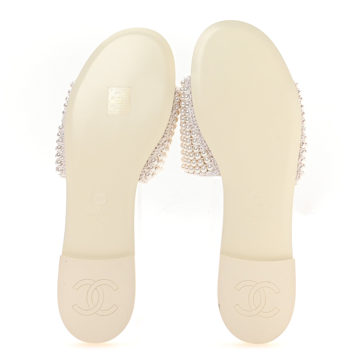 Chanel Pearl Crystal CC Mules Sandals 40 Ivory 6 of 9