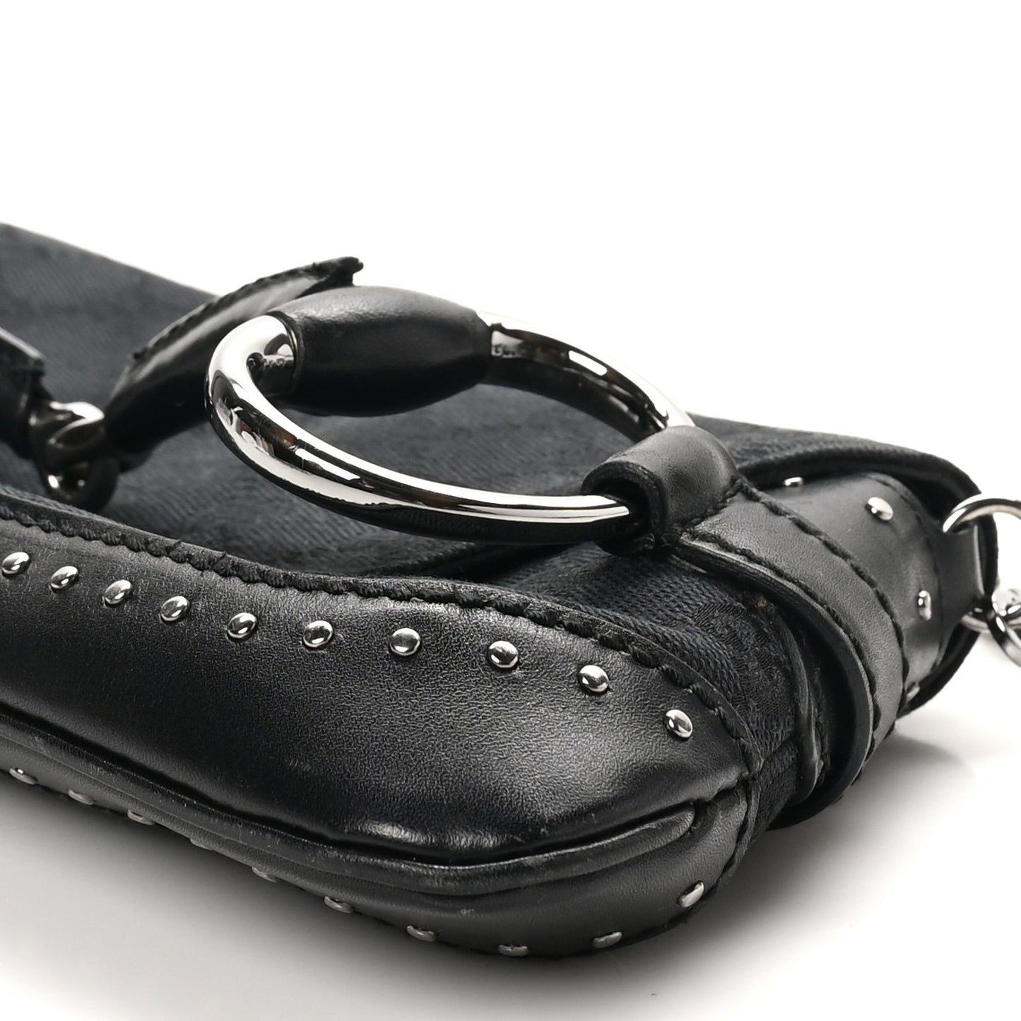 Monogram Studded Horsebit Clutch Black