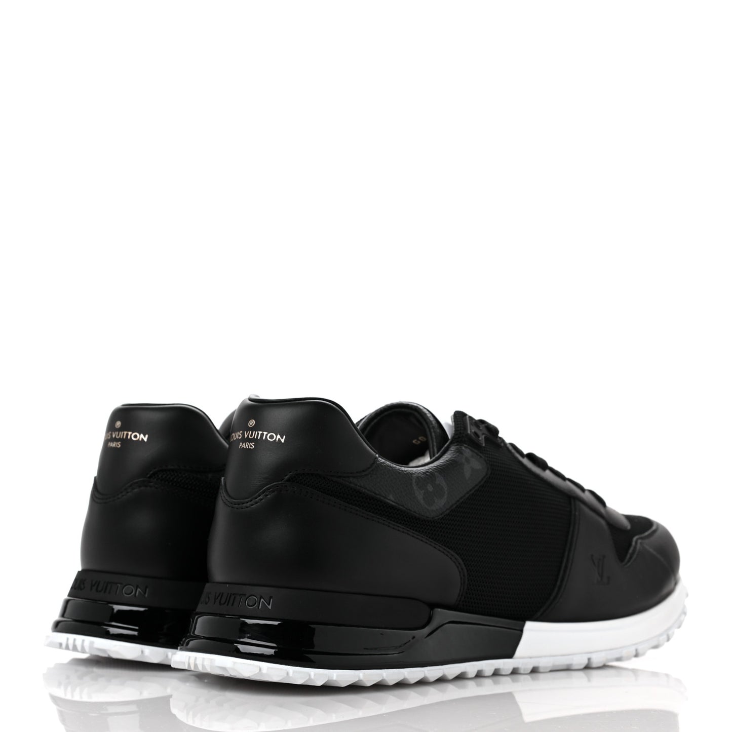 Calfskin Mesh Monogram Eclipse Mens Run Away Sneakers 11 Black