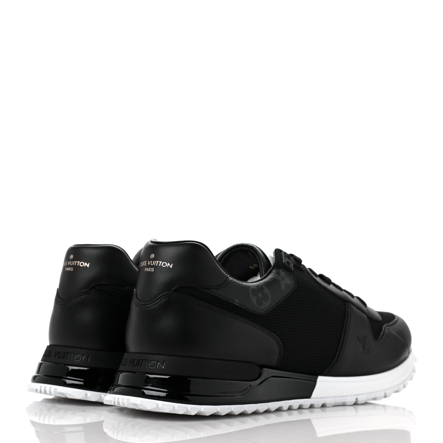 Louis Vuitton Calfskin Mesh Monogram Eclipse Mens Run Away Sneakers 11 Black 4 of 9