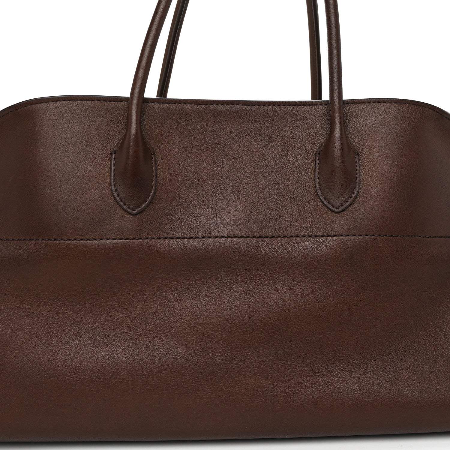 The Row Polished Saddle Calfskin EW Margaux Chestnut Dark Chocolate 7 of 10