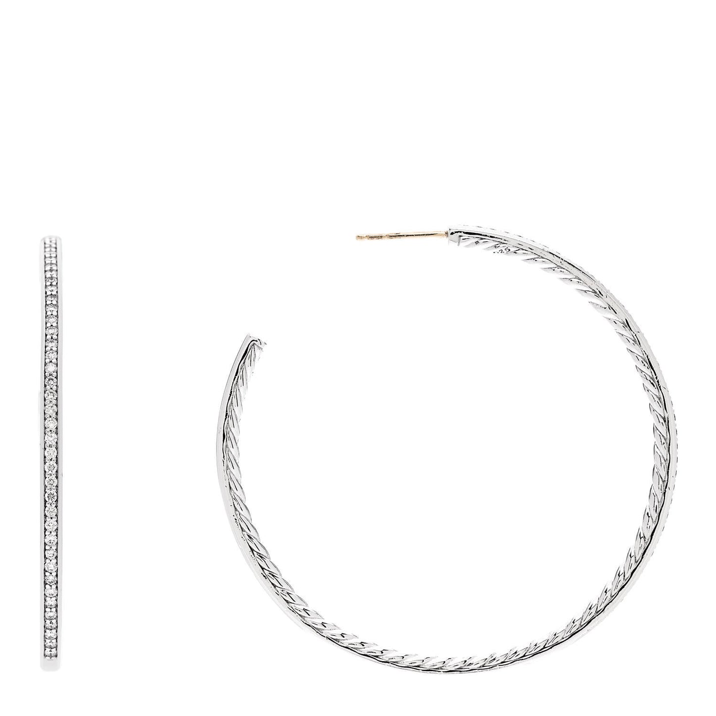 Sterling Silver Diamond Large Pave Hoop Earrings