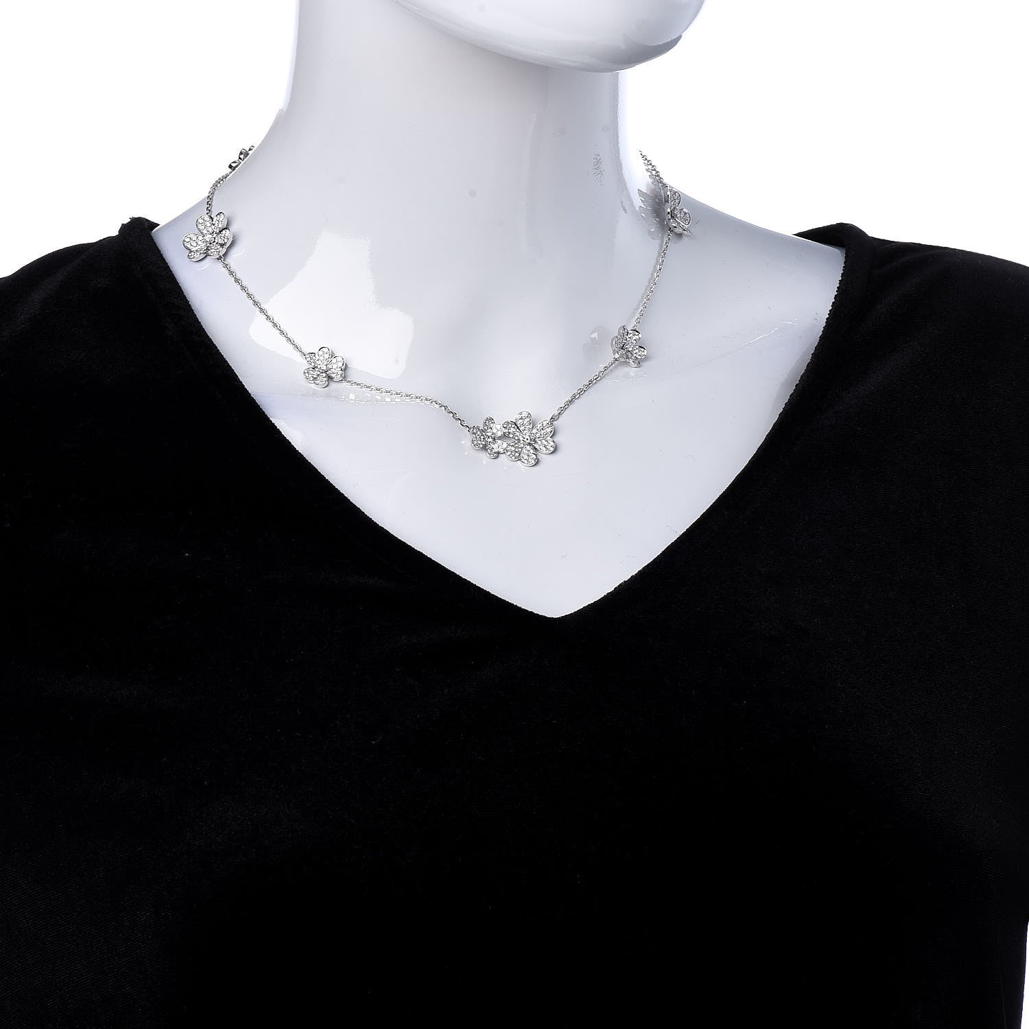 Van Cleef & Arpels 18K White Gold Diamond 9 Flowers Frivole Necklace 3 of 6