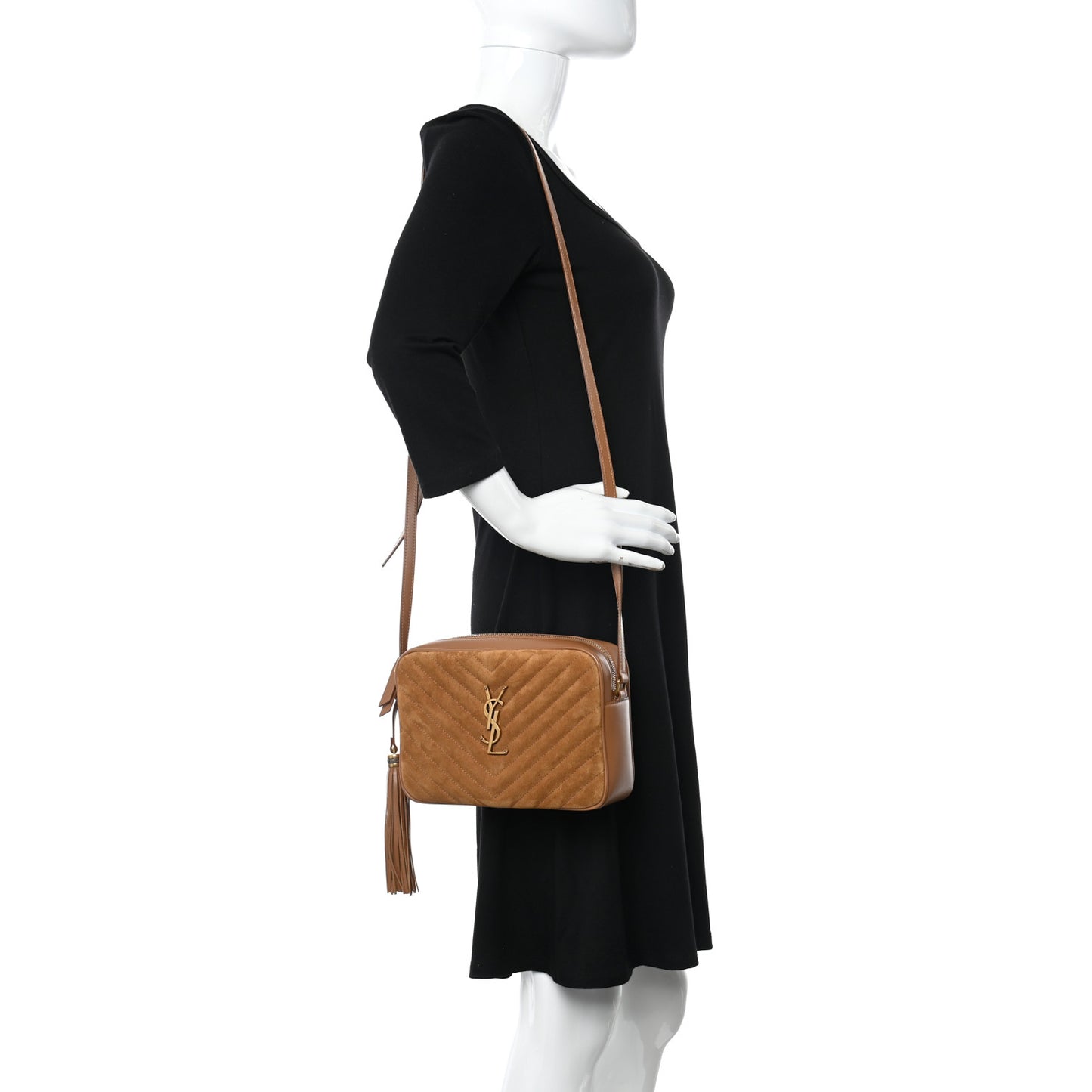 Suede Matelasse Monogram Lou Camera Bag Cinnamon