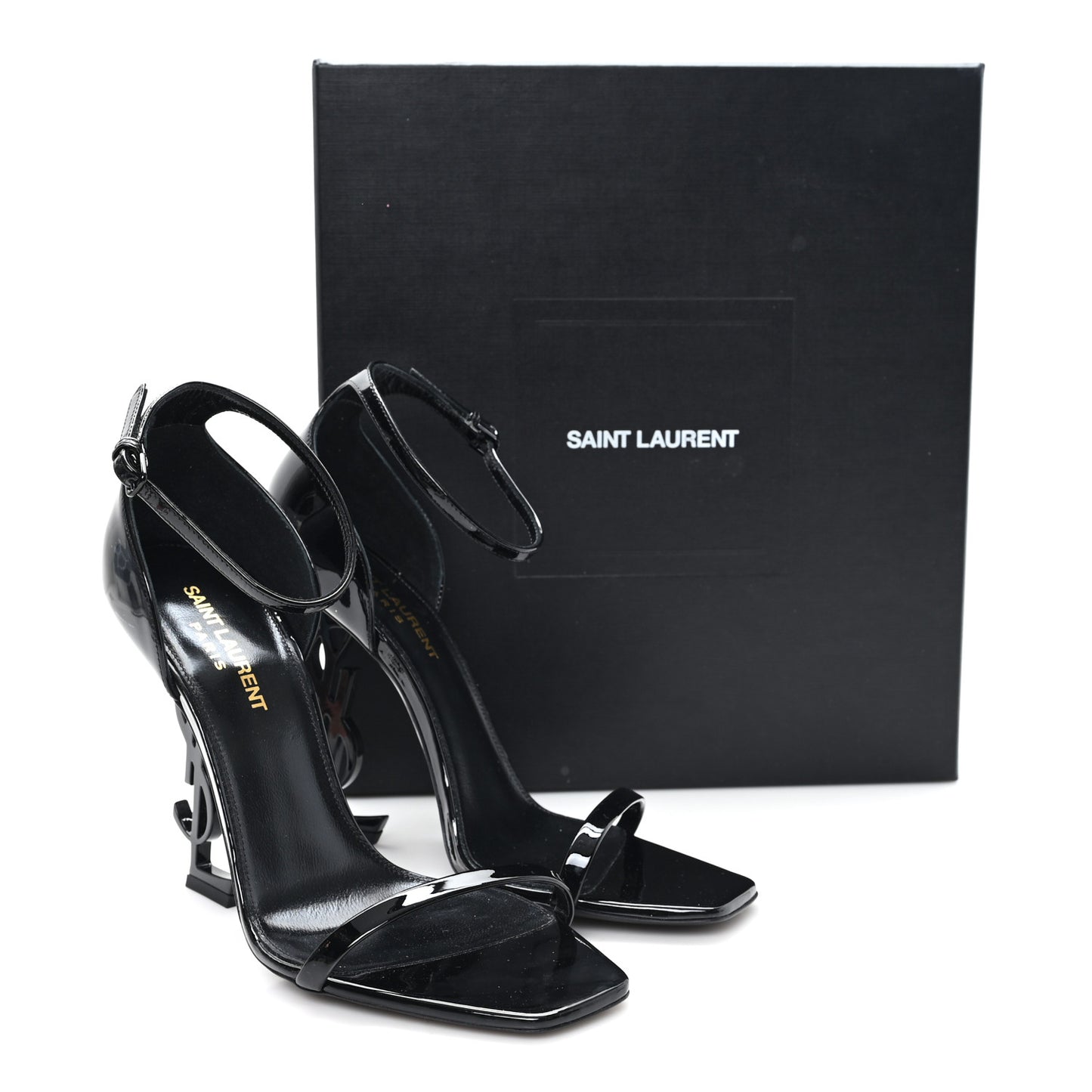 Patent Calfskin Opyum 110 Sandals 38.5 Black