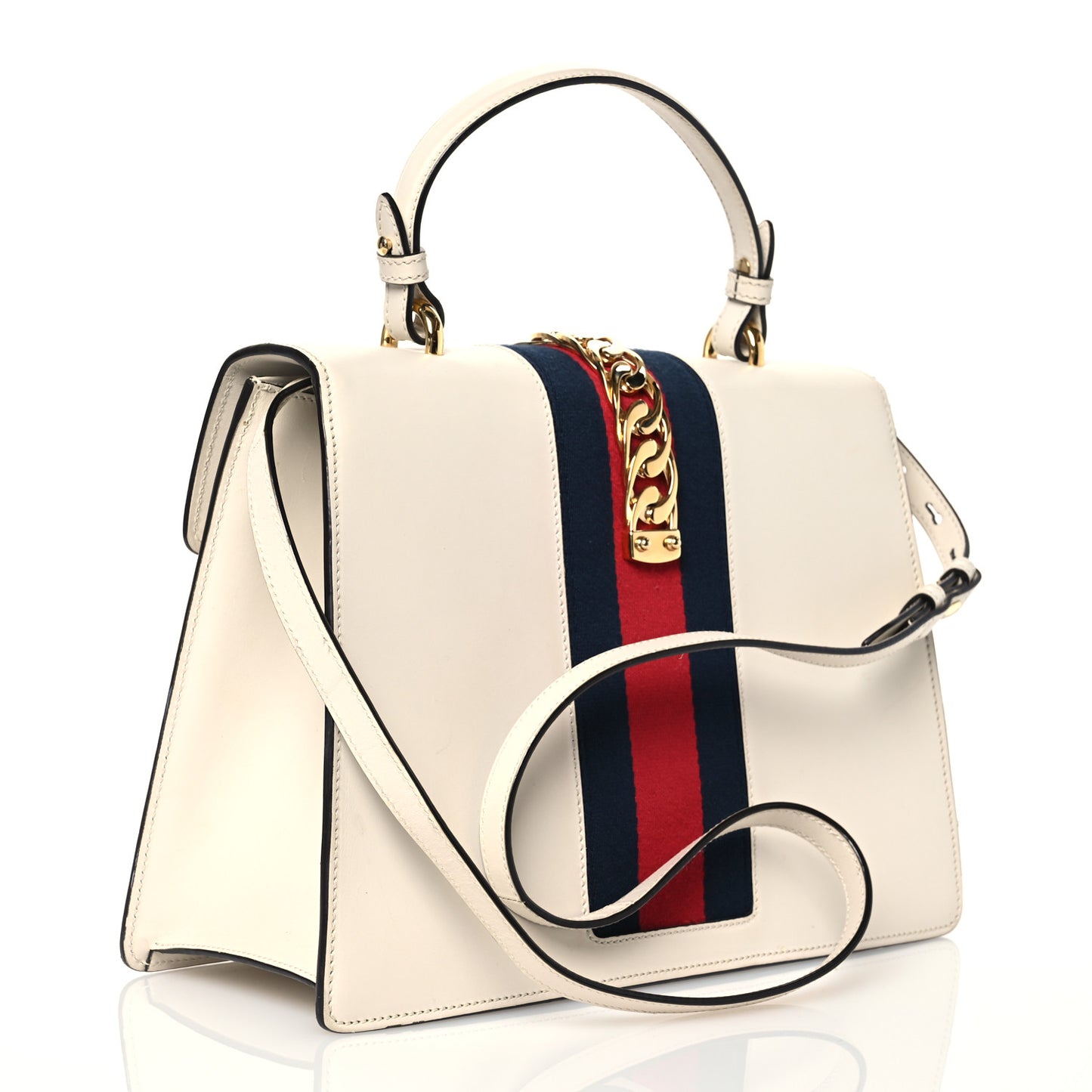 Calfskin Floral Medium Sylvie Top Handle Bag Off White